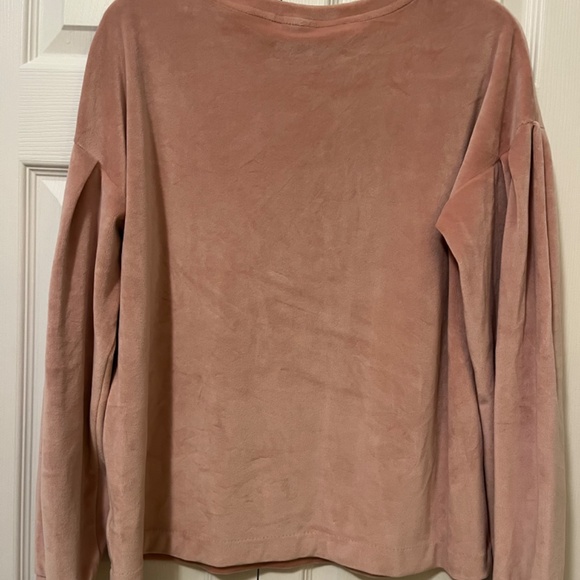 Rose Mauve Color Velour Top Size Medium ONE DAY - Picture 3 of 3